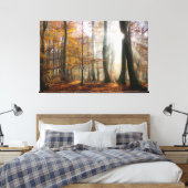 Sun Rays Mystic Misty Forest Wrapped Leinwanddruck (Insitu (Schlafzimmer))