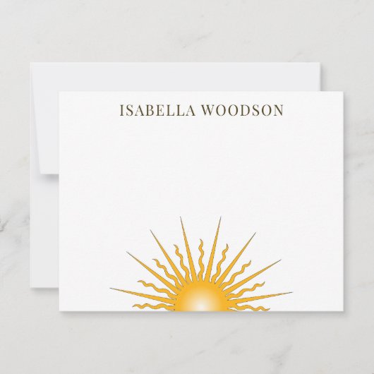 Sun Rays Name Note Card Mitteilungskarte (Vorderseite)