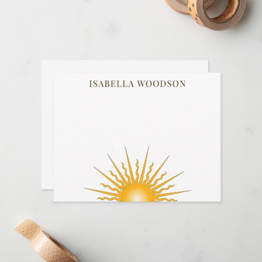 Sun Rays Name Note Card Mitteilungskarte (Vorderseite/Rückseite Beispiel)