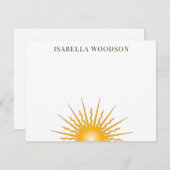 Sun Rays Name Note Card Mitteilungskarte (Vorne/Hinten)