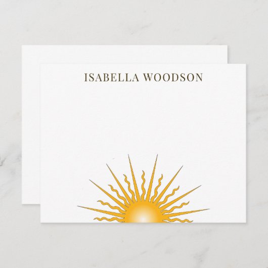 Sun Rays Name Note Card Mitteilungskarte (Vorne/Hinten)