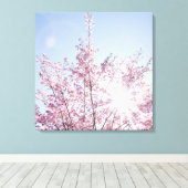 sun rays pass through pink flowers of a wow tree leinwanddruck (Insitu (Holzboden))
