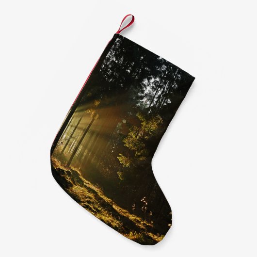 SUN RAYS PIERCING DURCH BÄUME KLEINER WEIHNACHTSSTRUMPF (Vorderansicht (hängend))