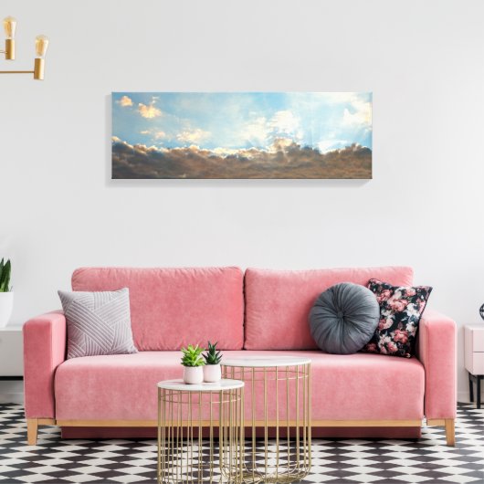 Sun Rays und Blue Clouds Sky Panorama Landschaft Leinwanddruck (Insitu (Wohnzimmer))