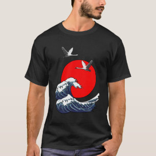 Sun Red Great Wave Kanagawa Cool Japanisch Japanis T-Shirt