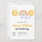 Sun Regenbogen ist nicht sie 1. Geburtstag Einladung (Vorderseite)