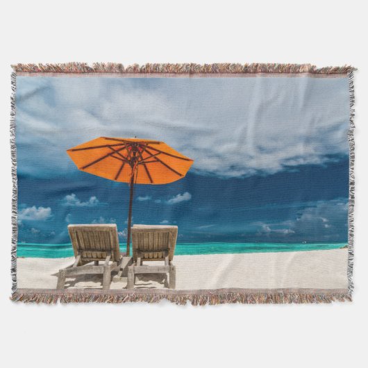Sun-Regenschirm auf Sandy-Strand |Maldives Decke (Vorderseite)