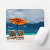 Sun-Regenschirm auf Sandy-Strand |Maldives Mousepad (Mit Mouse)