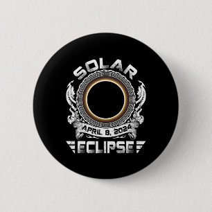 Sun Retro Solar Eclipse 2024 Totality 8. April Män Button