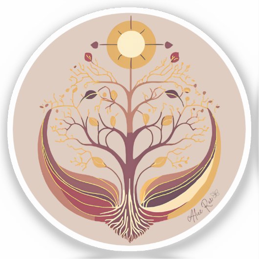 Sun & Roots Tree of Life | Grounded Roots Decal Aufkleber (Vorderseite)
