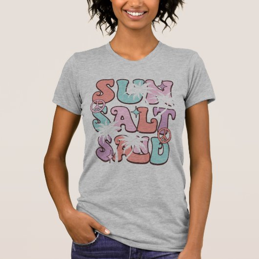 Sun Salt Sand Beach für Frauen Sommer Kokospalmen T-Shirt (Vorderseite)
