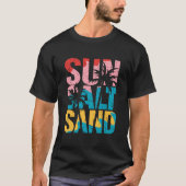 Sun Salt Sand Beach Retro Typografie Sommer T-Shirt (Vorderseite)