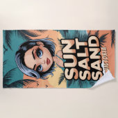 Sun Salt Sand Sommer Vibe Beach Palmen Vögel Strandtuch (Vorderseite)