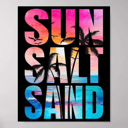 Sun Salt Sand Sommerurlaub Hawaii Beach Funny F Poster (Vorne)