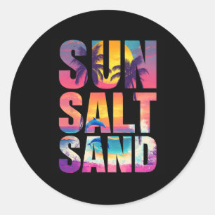 Sun Salt Sand Summer Beach Vibes Familienurlaub R Runder Aufkleber