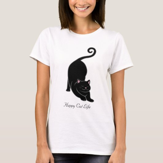 Sun Salutation black kitty cat Yoga T-Shirt (Vorderseite)