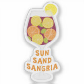 Sun Sand Sangria, spanischer Wein, Summer Beach Aufkleber (Vorderseite)