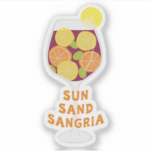 Sun Sand Sangria, spanischer Wein, Summer Beach Aufkleber (Vorderseite)