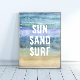Sun Sand Surf Kinderzimmer Aquarell Poster