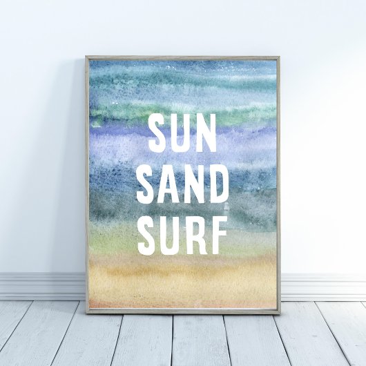Sun Sand Surf Kinderzimmer Aquarell Poster