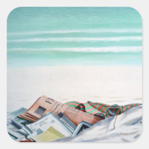 Sun-Sand und Geld III Quadratischer Aufkleber