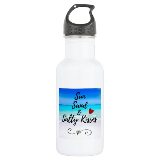 Sun Sand und Salty Kisses Tropical Beach Edelstahlflasche (Vorderseite)