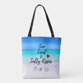 Sun Sand und Salty Kisses Tropical Beach Tasche (Rückseite)