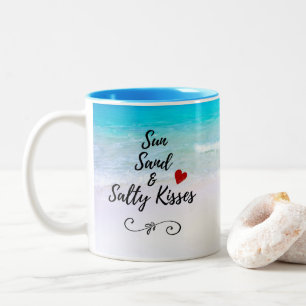 Sun Sand und Salty Kisses Tropical Beach Zweifarbige Tasse