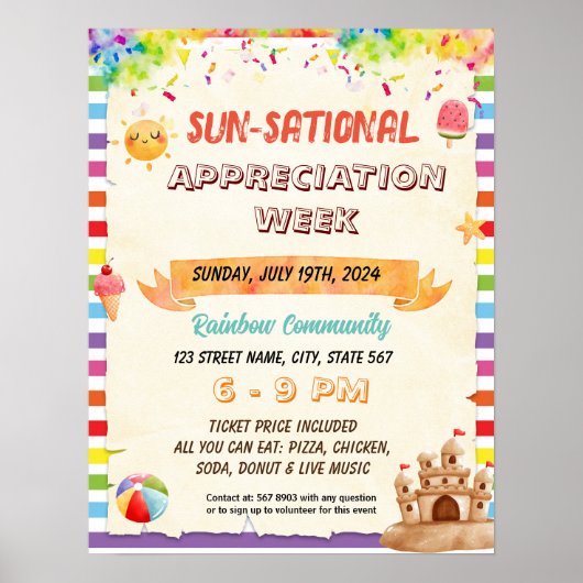 Sun-sational Summer Lehrer Wertschätzung Flyer Poster (Vorne)