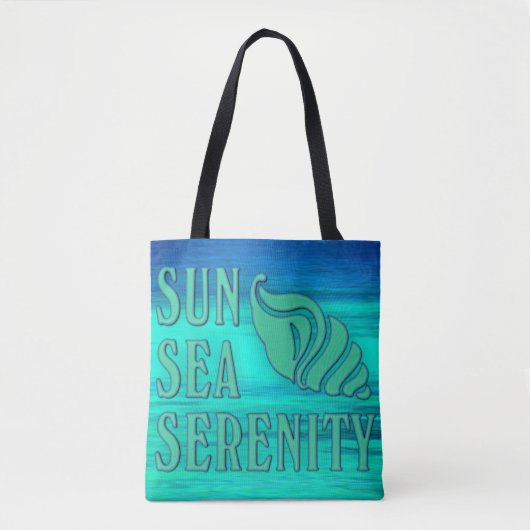 Sun Sea Serenity Tropical Seashell Beach Szene Tasche (Vorderseite)