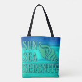 Sun Sea Serenity Tropical Seashell Beach Szene Tasche (Rückseite)