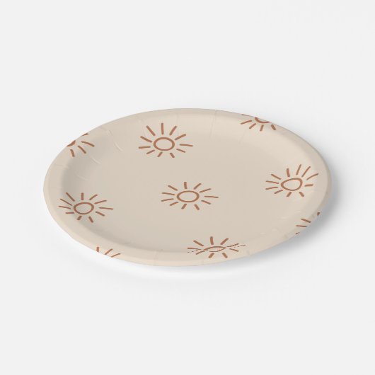 Sun Seamless Pattern,Minimal Sun Seamless Pattern, Pappteller (Schrägansicht)