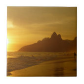 Sun Set am Strand von Ipanema Brasilien Fliese (Vorderseite)