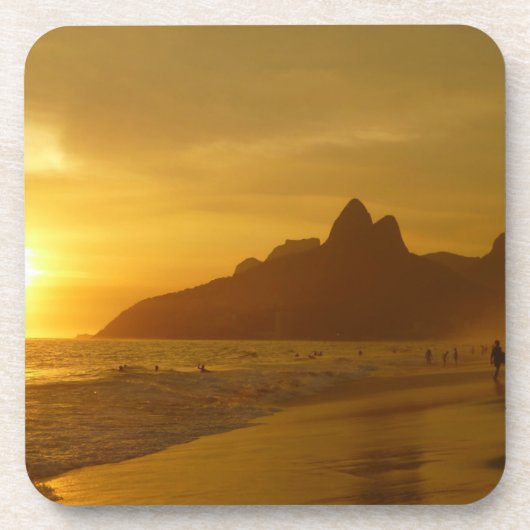 Sun Set am Strand von Ipanema Brasilien Getränkeuntersetzer (Vorderseite)