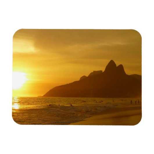 Sun Set am Strand von Ipanema Brasilien Magnet (Horizontal)