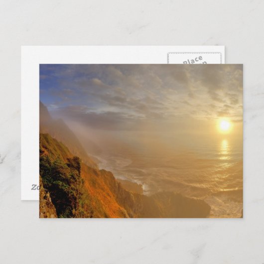 Sun Sets über den Pazifischen Ozean von Heceta Postkarte (Vorne/Hinten)