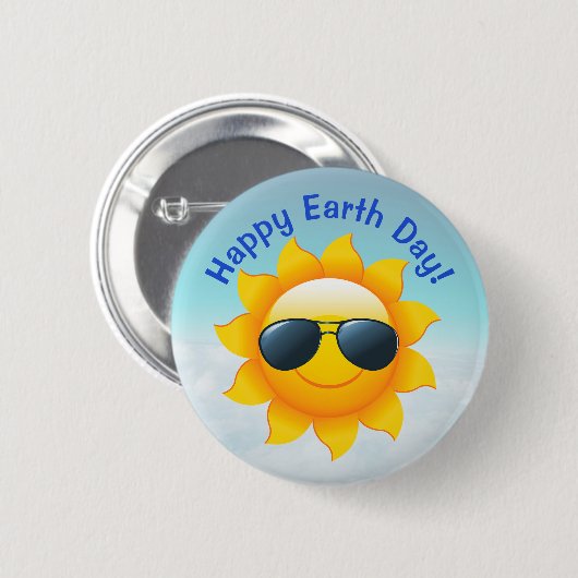 Sun & Shades Earth Day Button (Vorne & Hinten)