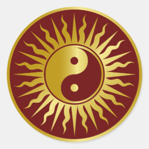 Sun Sign Yi Yang Design Runder Aufkleber