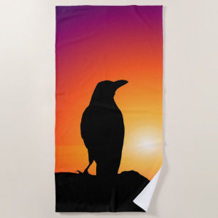 Sun Silhouette Black Raven Beach Handtuch