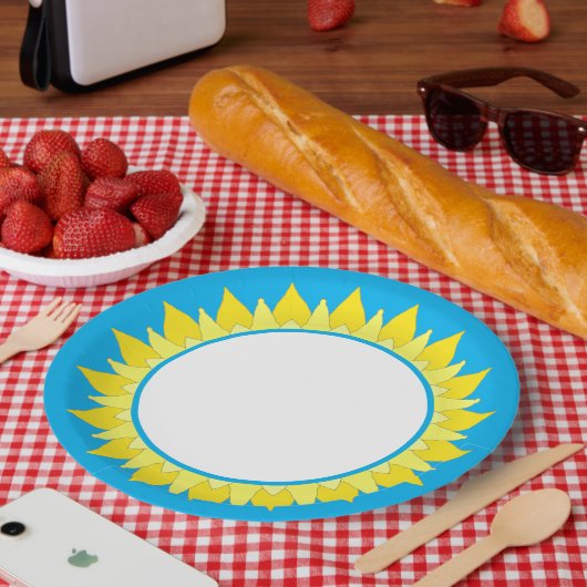 Sun Sky Blue Paper Plate Pappteller (Picknick)