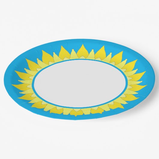 Sun Sky Blue Paper Plate Pappteller (Schrägansicht)