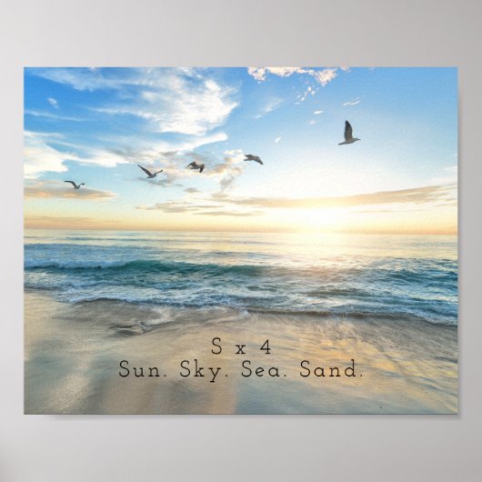 Sun. Sky. Meer. Sand. Strand Szene Poster (Vorne)