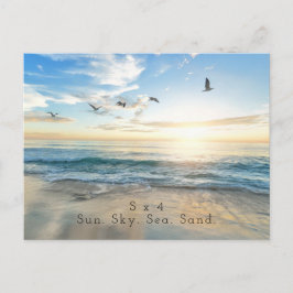 Sun. Sky. Meer. Sand. Strand Szene Postkarte