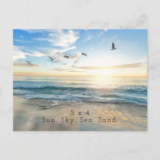 Sun. Sky. Meer. Sand. Strand Szene Postkarte (Vorderseite)