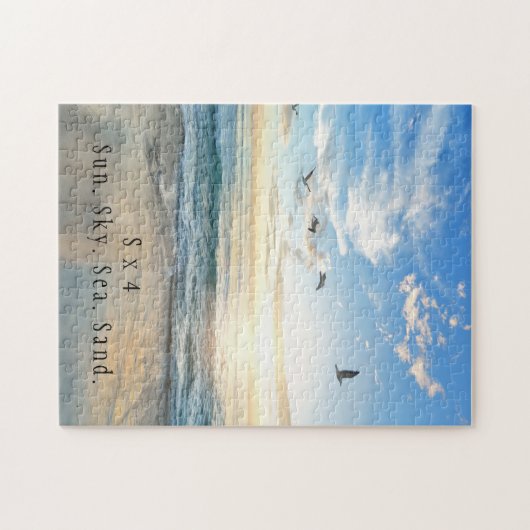 Sun. Sky. Meer. Sand. Strand Szene Puzzle (Horizontal)