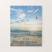 Sun. Sky. Meer. Sand. Strand Szene Puzzle (Vertikal)