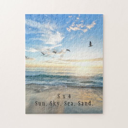 Sun. Sky. Meer. Sand. Strand Szene Puzzle (Vertikal)