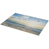Sun. Sky. Meer. Sand. Strand Szene  Schneidebrett (Ecke)