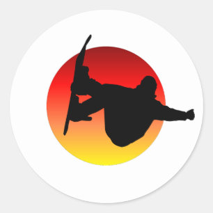 Sun Snowboarden Runder Aufkleber