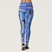 SUN SOLAR ENERGIE Abstrakt Geometric White Blue Leggings (Rückseite)